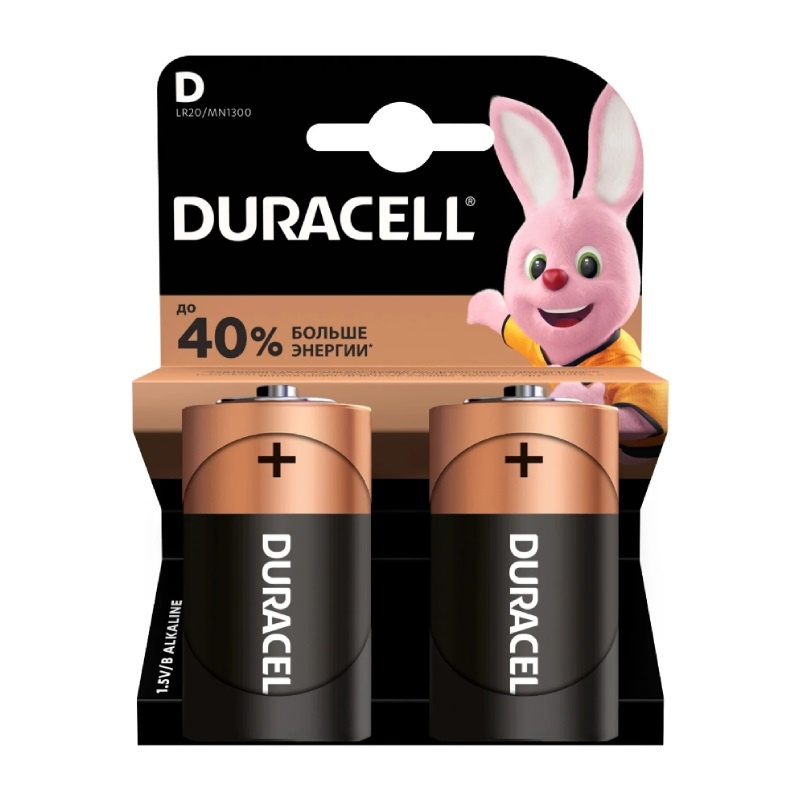 Батарейка алкалиновая Duracell, тип LR20/D, 1,5В (2 шт)